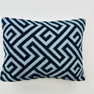 Williams Sonoma Interlock Geometric Greek Key Wool Needlepoint Accent Pillow